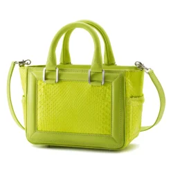 Aleksandra Badura - Ladylike Mini Bag - Calfskin & Python Top-Handle Tote Bag - Lime - Luxury High Quality Leather Bag - Avvenice