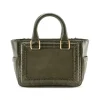 Aleksandra Badura - Ladylike Mini Bag - Calfskin & Python Top-Handle Tote Bag - Olive - Luxury High Quality Leather Bag - Avvenice