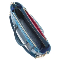 Aleksandra Badura - Ladylike Medium Bag - Calfskin & Python Top-Handle Tote Bag - Ocean Blue - Luxury High Quality Leather Bag - Avvenice