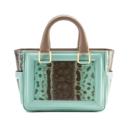 Aleksandra Badura - Ladylike Mini Bag - Calfskin & Karung Top-Handle Tote Bag - Mint - Luxury High Quality Leather Bag - Avvenice