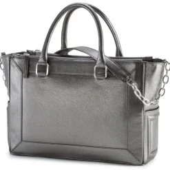 Aleksandra Badura - Ladylike Medium Bag - Calfskin Top-Handle Tote Bag - Graphite - Luxury High Quality Leather Bag - Avvenice