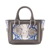 Aleksandra Badura - Ladylike Mini Bag - Calfskin & Python Top-Handle Tote Bag - Iris - Luxury High Quality Leather Bag - Avvenice