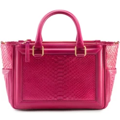 Aleksandra Badura - Ladylike Bag - Calfskin & Python Top-Handle Tote Bag - Fuchsia - Luxury High Quality Leather Bag - Avvenice