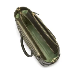 Aleksandra Badura - Ladylike Bag - Calfskin & Python Top-Handle Tote Bag - Olive - Luxury High Quality Leather Bag - Avvenice