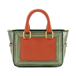 Aleksandra Badura - Ladylike Mini Bag - Calfskin & Python Tote Bag - Tangerine & Green - Luxury High Quality Leather Bag - Avvenice
