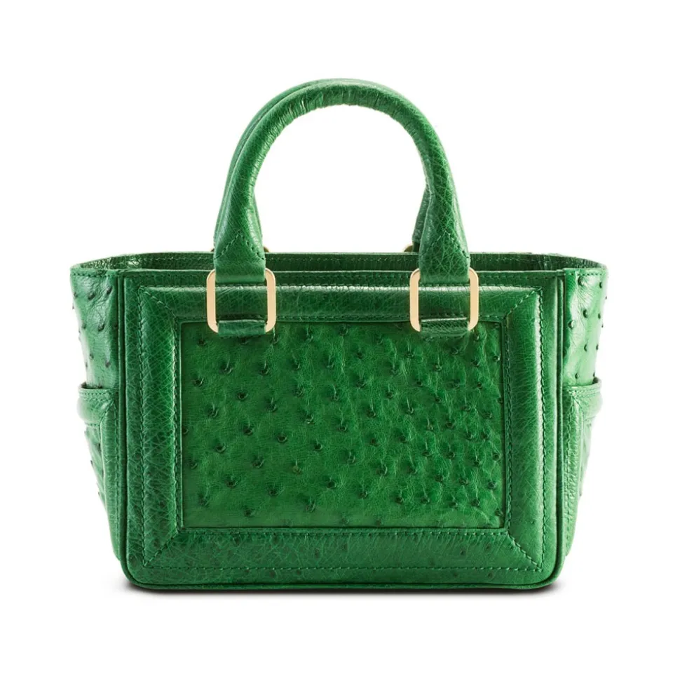 Aleksandra Badura - Ladylike Mini Bag - Ostrich Top-Handle Tote Bag - Green - Luxury High Quality Leather Bag - Avvenice