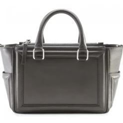 Aleksandra Badura - Ladylike Bag - Calfskin Top-Handle Tote Bag - Metallic Grey - Luxury High Quality Leather Bag - Avvenice