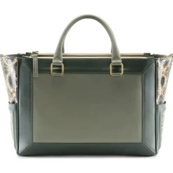Aleksandra Badura - Ladylike Medium Bag - Calfskin & Python Top-Handle Tote Bag - Palm Green - Luxury High Quality Leather Bag - Avvenice