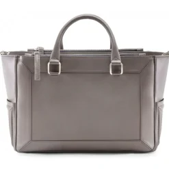 Aleksandra Badura - Ladylike Medium Bag - Calfskin Top-Handle Tote Bag - Ash - Luxury High Quality Leather Bag - Avvenice