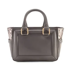 Aleksandra Badura - Ladylike Mini Bag - Calfskin & Python Top-Handle Tote Bag - Elephant Grey - Luxury High Quality Leather Bag - Avvenice
