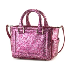 Aleksandra Badura - Ladylike Mini Bag - Python Top-Handle Tote Bag - Crackle Pink - Luxury High Quality Leather Bag - Avvenice