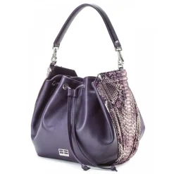 Aleksandra Badura - Lucky Bucket Bag - Bucket Bag in Python - Purple - Luxury High Quality Leather Bag - Avvenice