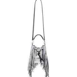 Aleksandra Badura - Lucky Bucket Bag Mini - Fringe Bucket Bag - Silver - Luxury High Quality Leather Bag - Avvenice