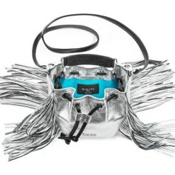 Aleksandra Badura - Lucky Bucket Bag Mini - Fringe Bucket Bag - Silver - Luxury High Quality Leather Bag - Avvenice