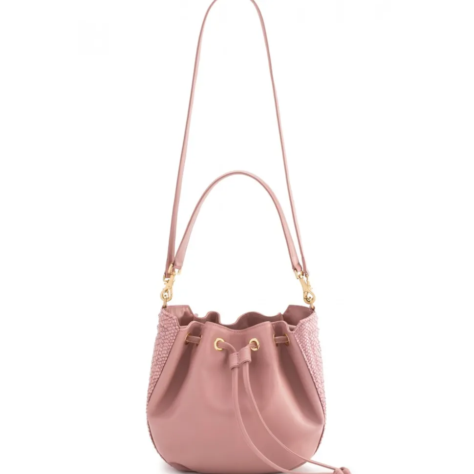 Aleksandra Badura - Lucky Bucket Bag Medium - Fringe Bucket Bag Medium - Rose Quartz - Luxury High Quality Leather Bag - Avvenice