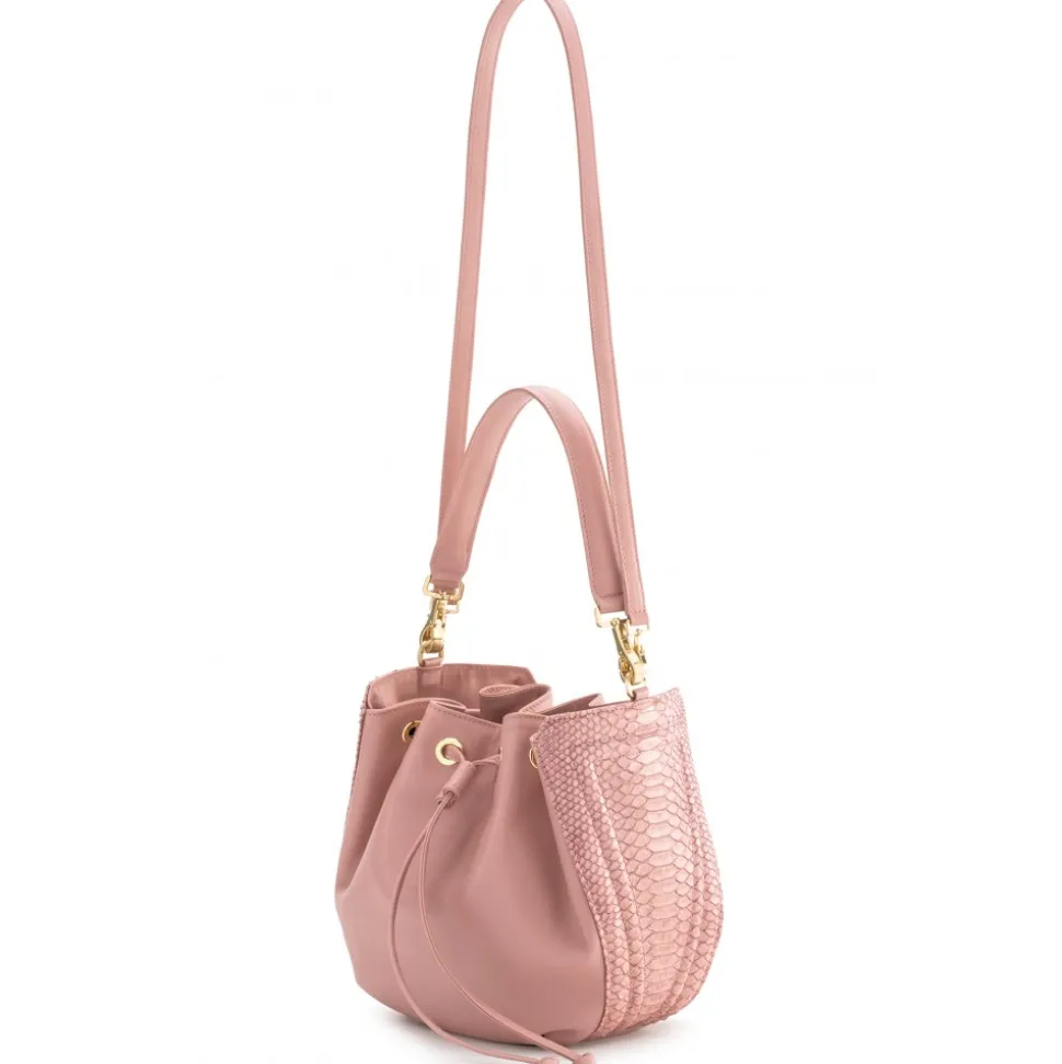 Aleksandra Badura - Lucky Bucket Bag Medium - Fringe Bucket Bag Medium - Rose Quartz - Luxury High Quality Leather Bag - Avvenice