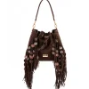 Aleksandra Badura - Lucky Bucket Bag Medium - Fringe Bucket Bag Medium - Chocolate - Luxury High Quality Leather Bag - Avvenice
