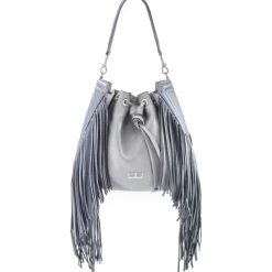 Aleksandra Badura - Lucky Bucket Bag - Fringe Bucket Bag - Ice - Luxury High Quality Leather Bag - Avvenice