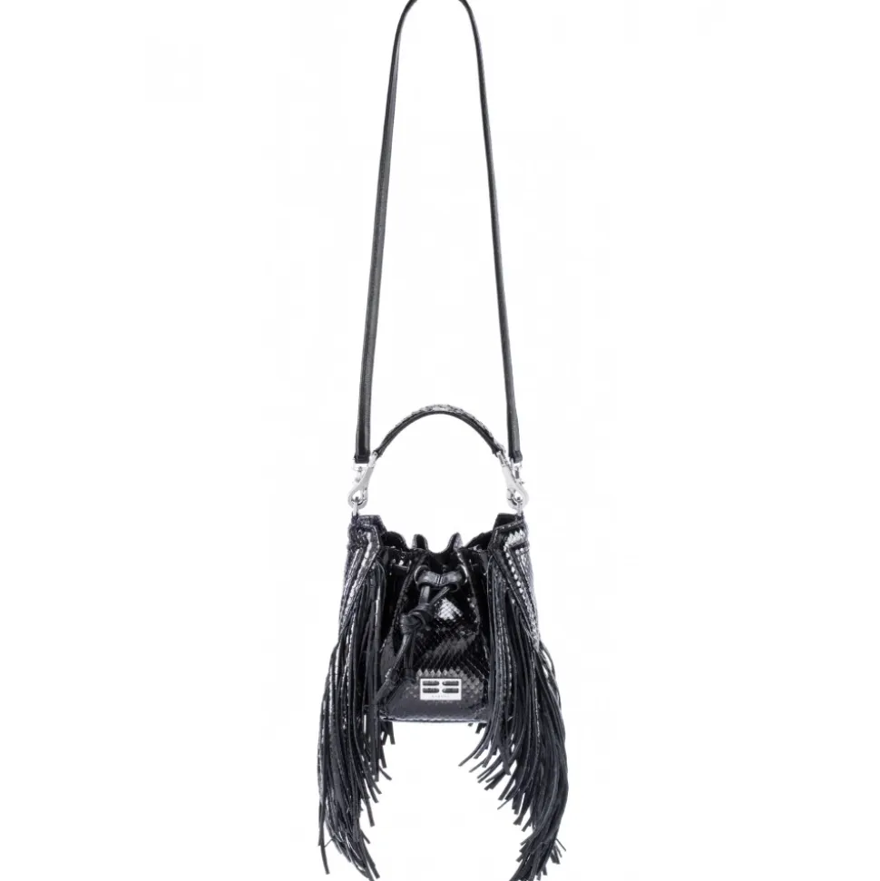 Aleksandra Badura - Lucky Bucket Bag Mini - Fringe Bucket Bag - Onyx - Luxury High Quality Leather Bag - Avvenice