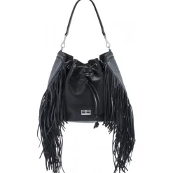 Aleksandra Badura - Lucky Bucket Bag - Fringe Bucket Bag - Onyx - Luxury High Quality Leather Bag - Avvenice