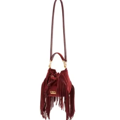 Aleksandra Badura - Lucky Bucket Bag Mini - Fringe Bucket Bag - Bordeaux - Luxury High Quality Leather Bag - Avvenice