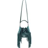 Aleksandra Badura - Lucky Bucket Bag Mini - Fringe Bucket Bag - Deep Teal - Luxury High Quality Leather Bag - Avvenice