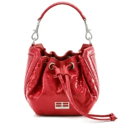 Aleksandra Badura - Lucky Bucket Bag Mini - Bucket Bag in Python - Red - Luxury High Quality Leather Bag - Avvenice