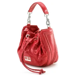 Aleksandra Badura - Lucky Bucket Bag Mini - Bucket Bag in Python - Red - Luxury High Quality Leather Bag - Avvenice