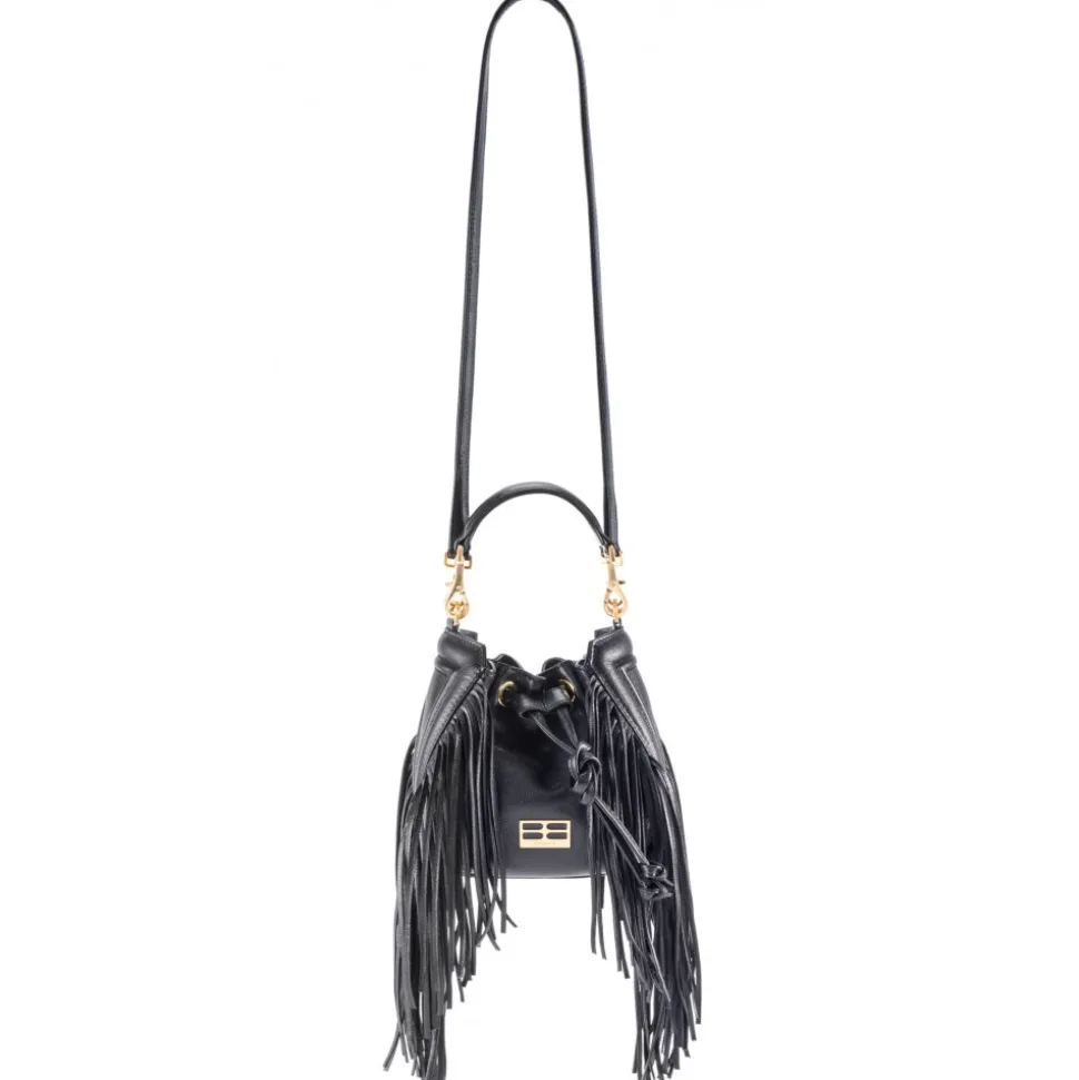Aleksandra Badura - Lucky Bucket Bag Mini - Fringe Bucket Bag - Black - Luxury High Quality Leather Bag - Avvenice