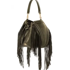 Aleksandra Badura - Lucky Bucket Bag - Fringe Bucket Bag - Olive - Luxury High Quality Leather Bag - Avvenice