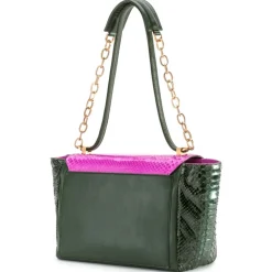 Aleksandra Badura - Luisa Bag - Calfskin & Python Shoulder Bag - Orchid & Pine Green - Luxury High Quality Leather Bag - Avvenice