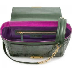 Aleksandra Badura - Luisa Bag - Calfskin & Python Shoulder Bag - Orchid & Pine Green - Luxury High Quality Leather Bag - Avvenice