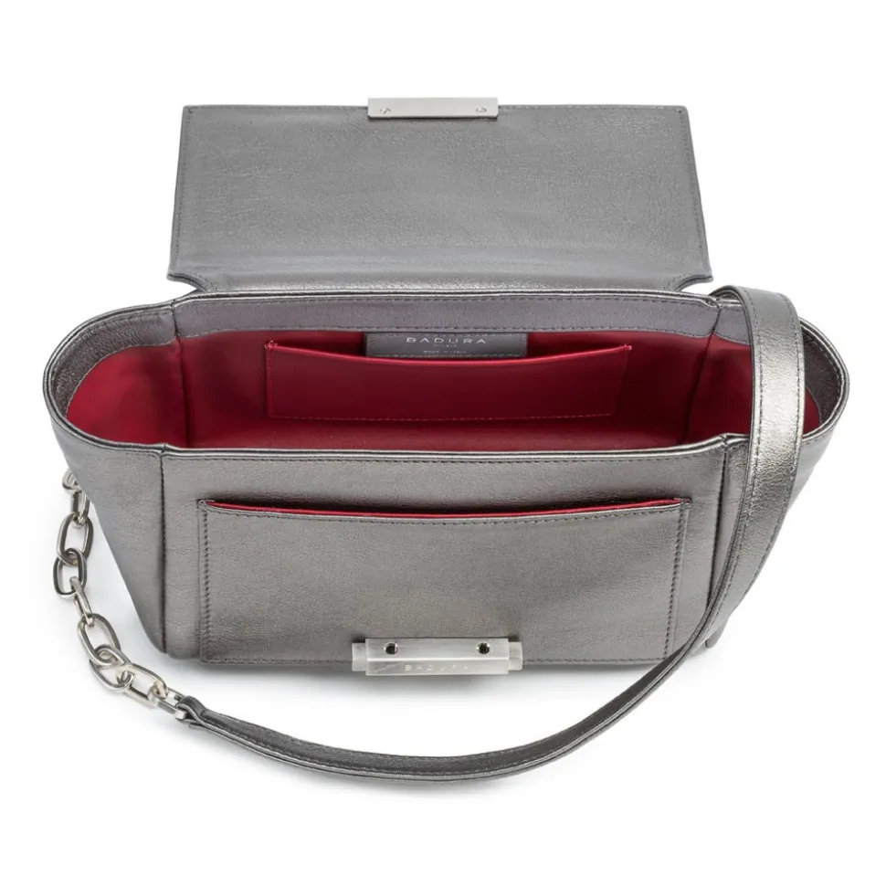 Aleksandra Badura - Luisa Mini Bag - Goatskin Shoulder Bag - Graphite - Luxury High Quality Leather Bag - Avvenice
