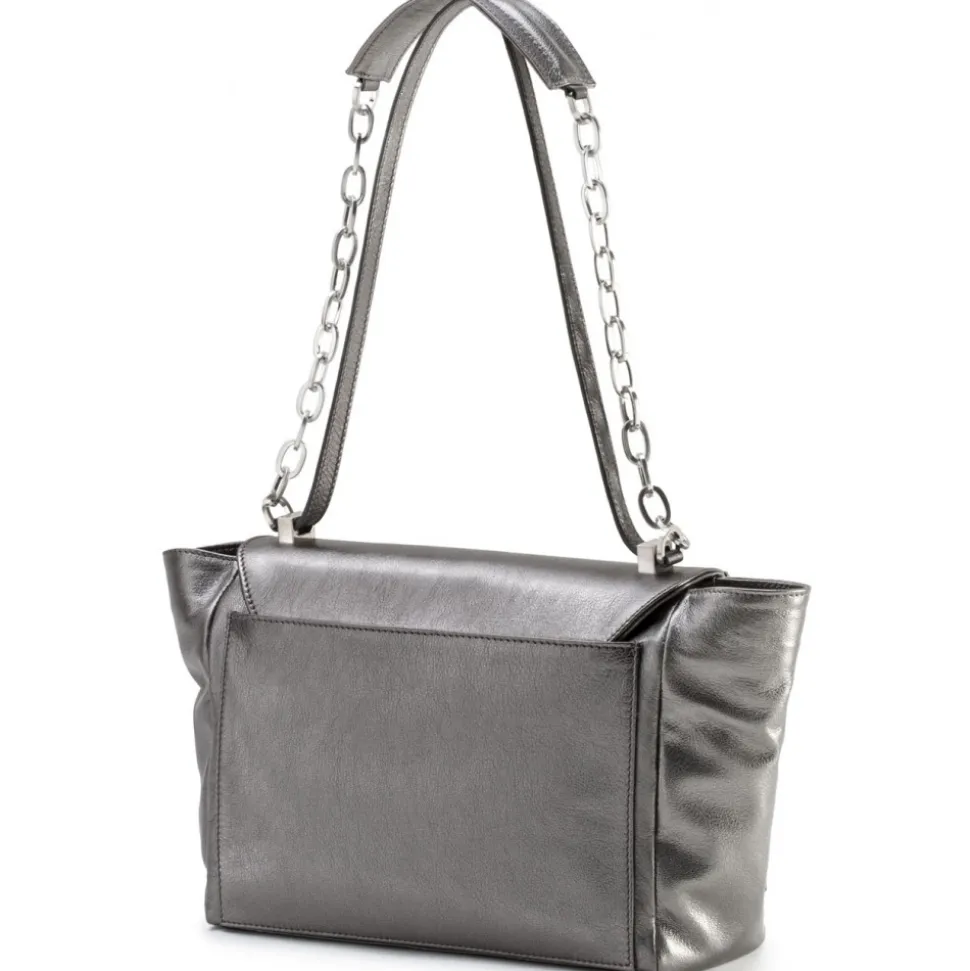 Aleksandra Badura - Luisa Bag - Goatskin Shoulder Bag - Graphite - Luxury High Quality Leather Bag - Avvenice