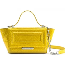 Aleksandra Badura - Luisa Mini Bag - Calfskin & Python Shoulder Bag - Lemon - Luxury High Quality Leather Bag - Avvenice
