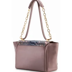 Aleksandra Badura - Luisa Bag - Calfskin & Python Shoulder Bag - Cocoa - Luxury High Quality Leather Bag - Avvenice