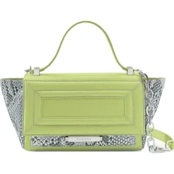 Aleksandra Badura - Luisa Mini Bag - Calfskin & Python Shoulder Bag - Stone & Lime - Luxury High Quality Leather Bag - Avvenice