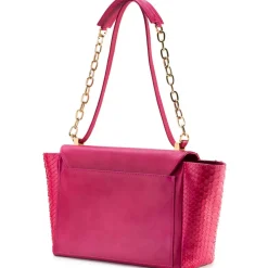 Aleksandra Badura - Luisa Bag - Calfskin & Python Shoulder Bag - Fuxia - Luxury High Quality Leather Bag - Avvenice