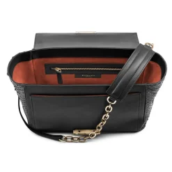 Aleksandra Badura - Luisa Bag - Calfskin & Python Shoulder Bag - Onyx - Luxury High Quality Leather Bag - Avvenice