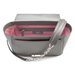 Aleksandra Badura - Luisa Bag - Calfskin & Lizard Shoulder Bag - Graphite - Luxury High Quality Leather Bag - Avvenice