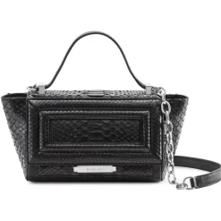 Aleksandra Badura - Luisa Mini Bag - Calfskin & Python Shoulder Bag - Onyx, Black & White - Luxury High Quality Leather Bag - Avvenice