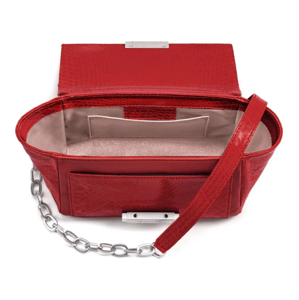 Aleksandra Badura - Luisa Mini Bag - Goatskin & Python Shoulder Bag - Red - Luxury High Quality Leather Bag - Avvenice