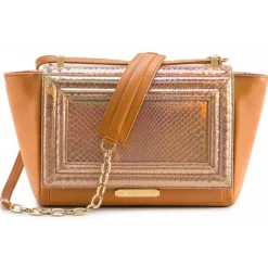 Aleksandra Badura - Luisa Bag - Calfskin & Python Shoulder Bag - Pumpkin - Luxury High Quality Leather Bag - Avvenice