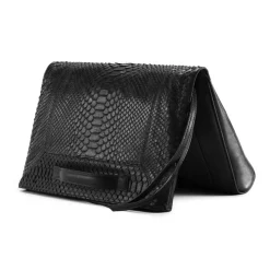 Aleksandra Badura - Privee Clutch - Calfskin & Python Envelope Clutch - Onyx - Luxury High Quality Leather Bag - Avvenice