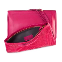 Aleksandra Badura - Privee Clutch - Calfskin & Python Envelope Clutch - Fuchsia - Luxury High Quality Leather Bag - Avvenice