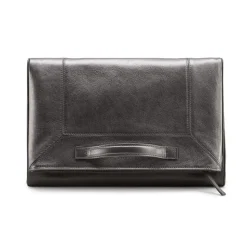 Aleksandra Badura - Privee Clutch - Goatskin Envelope Clutch - Graphite - Luxury High Quality Leather Bag - Avvenice