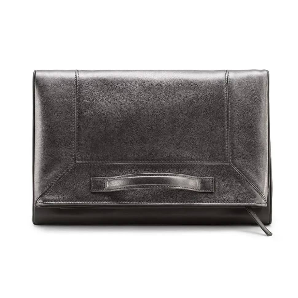 Aleksandra Badura - Privee Clutch - Goatskin Envelope Clutch - Graphite - Luxury High Quality Leather Bag - Avvenice