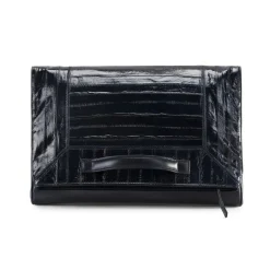 Aleksandra Badura - Privee Clutch - Calfskin & Eel Envelope Clutch - Midnight Blue - Luxury High Quality Leather Bag - Avvenice