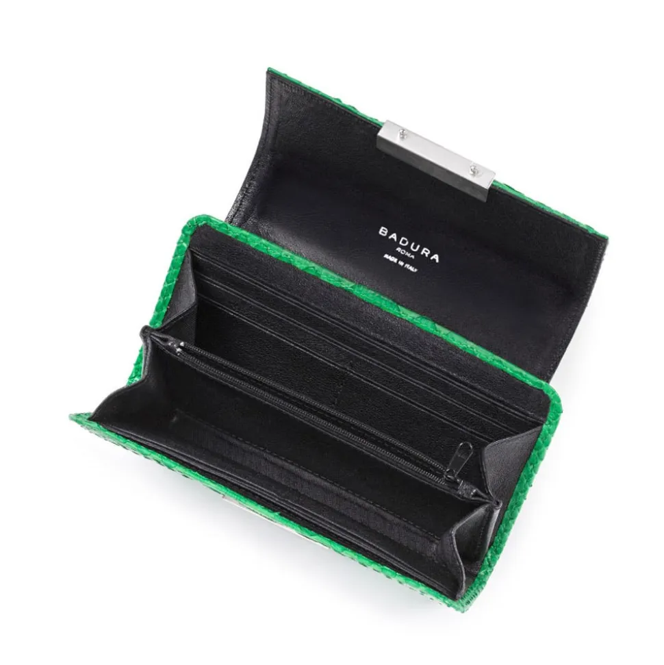 Aleksandra Badura - Small Leather Goods - Continental Wallet in Python - Green - Luxury High Quality - Avvenice