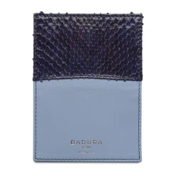 Aleksandra Badura - Small Leather Goods - Business Card Holder in Calfskin & Python - Indigo & Blue - Luxury High Quality - Avvenice